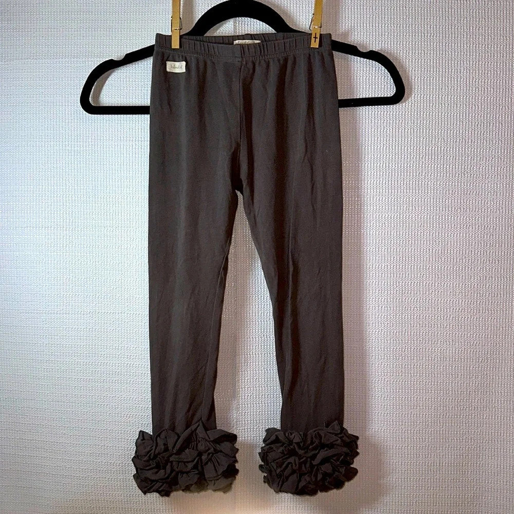 ISLAND GIRL Gray Pull On Legging Girls Ruffle Bottom Hem Size 6